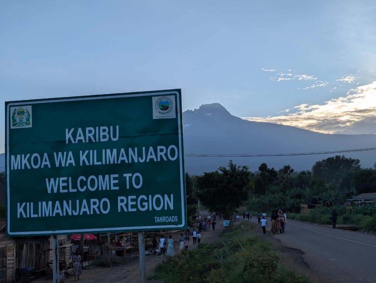 Roadside scene near Kilimanjaro direction signage
